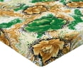 thumbnail image 4 of Ambesonne Floral Fitted Sheet, Bicolour Flowers Dotted Art, King Size, Green and Amber, 4 of 5
