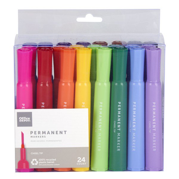 Office Depot® Brand TankStyle Permanent Markers, Chisel Point