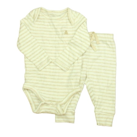 

Pre-owned Gap Unisex Oatmeal | White Stripe Apparel Sets size: 6-12 Months