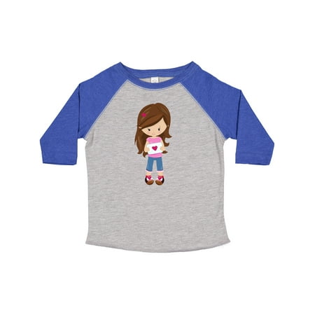 

Inktastic Valentine s Day Girl Girl in Love Brown Hair Gift Toddler Toddler Girl T-Shirt
