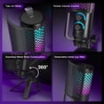 thumbnail image 6 of ZealSound Podcast Microphone for PC/Mac/iPhone/Phone – 96kHz/24bit USB Condenser Mic with Noise Reduction, Tap-to-Mute, Gain Control, Zero-Latency Monitor, RGB Light for Streaming, Gaming, Recording, 6 of 9