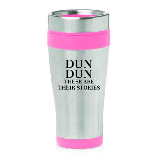 16oz Insulated Stainless Steel Travel Mug Coffee Mug Tumbler Dun Dun These Are Their Stories (Pink)