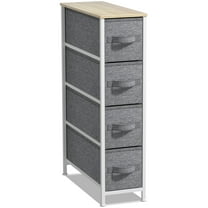 Sorbus Narrow Dresser Tower with 4 Drawers - Vertical Storage for Bedroom, Bathroom, Laundry, Closets, and More, Steel Frame, Wood Top, Easy Pull Fabric Bins (Beige)