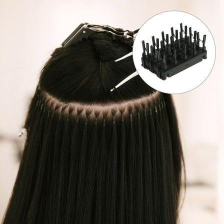 NICEXMAS 40Pcs C-Shaped Buckle Clips For Hair Extensions Black Plastic Hair Styling Tools 1.9X0.8X0.2In