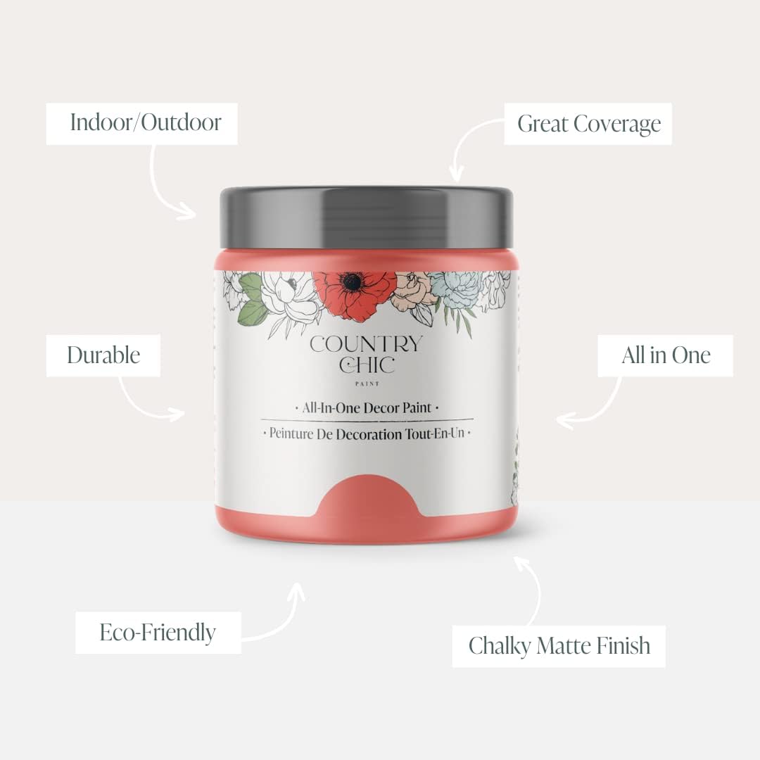 JJEAN-Country Chic All-in-One Chalk Paint for Furniture, Cabinets, Home Decor, Eco-Friendly, Matte Finish, Built-In Primer & Top Coat for Wood, Metal - Sunset Glow (Coral Pink) - 4 oz (118 ml)