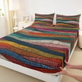 thumbnail image 4 of jejeloiu Bold Abstract Queen Sheets For Men Women,Dynamic Striped Queen Sheet Sets,Vivid Multicolor,4 Pieces,1 Flat Sheet, 1 Fitted Sheet and 2 Pillowcases, 4 of 6
