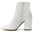 thumbnail image 4 of Sugar Women's Winter Chelsea Booties - Chunky High Heel, Pointed Toe, Fashion Ankle Boots-Evvie-White Size-9.5, 4 of 5