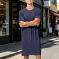 thumbnail image 2 of PBFRDSJ Modal Mens Loose Nightshirt Short Sleeve Crew Neck Casual T Shirt Thin Breathable Summer Nightwear, 2 of 9
