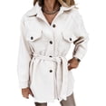 thumbnail image 1 of Veste Caban Femme Simple Boutonnage Col Rabattu Manteau avec Ceinture Tenue Décontractée, 1 of 7