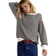 thumbnail image 1 of Sudadera Holgada A Rayas para Mujer, Cuello Redondo, Larga, Sudaderas con Capucha, Moda de Verano 2025, Jersey de Cuello Alto. XL, 1 of 6
