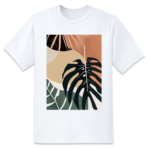Basic Oversize Tees For WomenBoho Tropical Leaves Loose Boyfriend Shirts Casual Blouse round neck