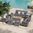 thumbnail image 2 of MEISSALIVVE Patio Furniture Set with Swivel Rocking Chairs, 10 Pieces Patio Conversation Set, Outdoor Wicker Sofa Couch with Waterproof Cushions for Lawn Backyard Porch (Gray), 2 of 9