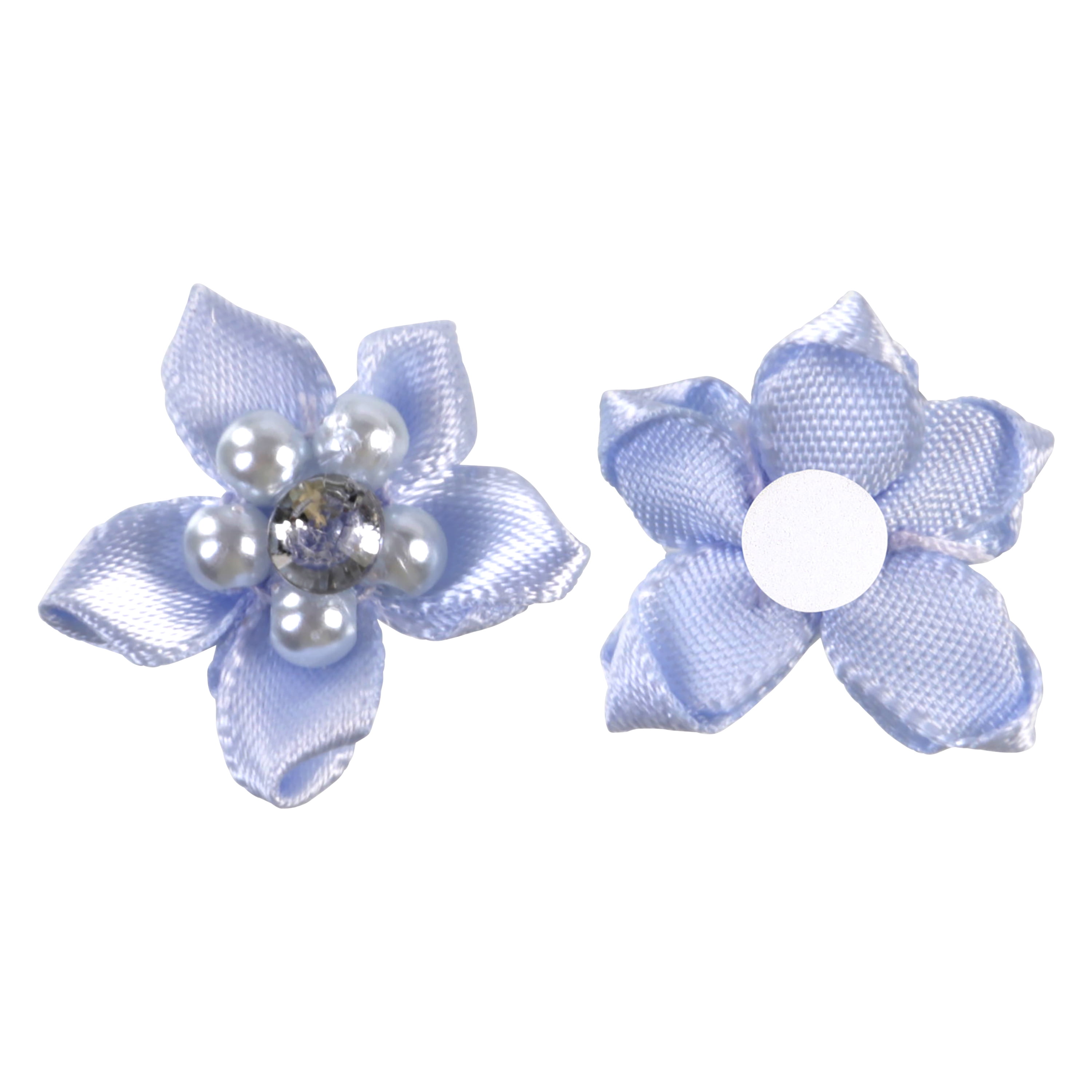 Offray Accessories, Blue Gray 3/4 inch Value Pack 5 Petal Gem Flower Accessory for Wedding, Hair Clips, and Scrapbooking, 10 count, 1 Package