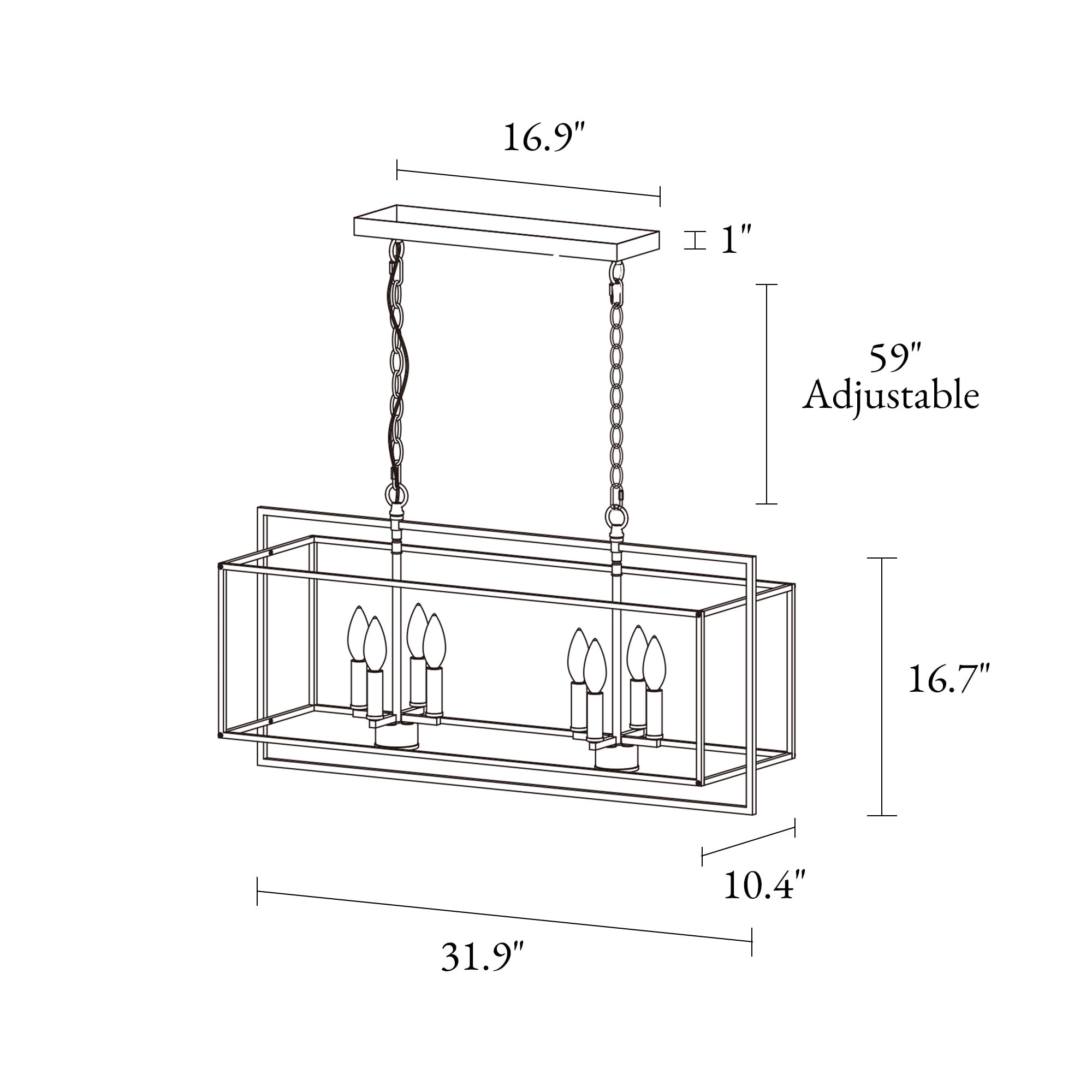 LNC 32-in Gold Rectangular 8-Light Island Chandelier for Kitchen Island & Dining Room