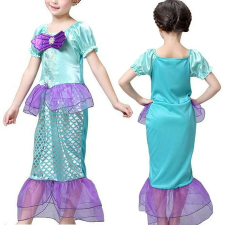 Kid Ariel Little Mermaid Set Girl Princess Dress Party Cosplay