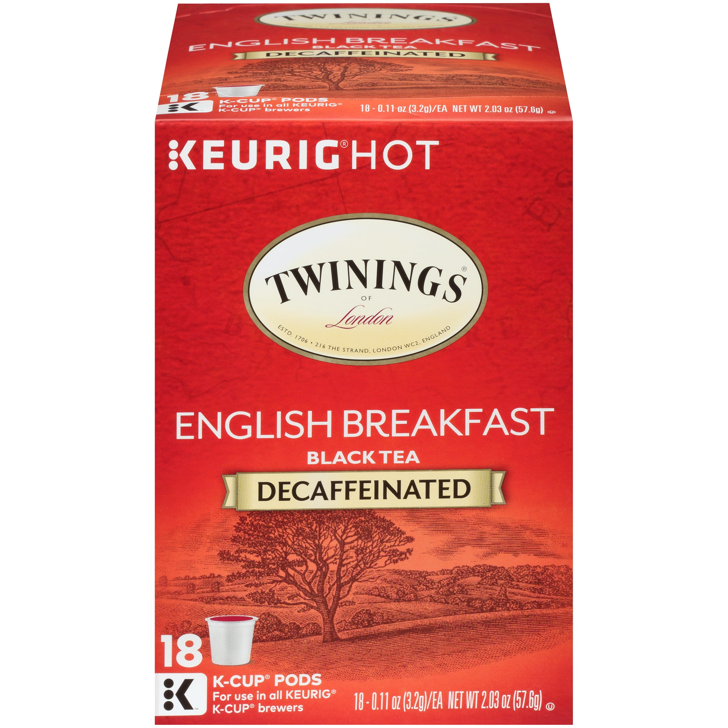 Twinings of London English Breakfast Decaffeinated Black Tea KCups for