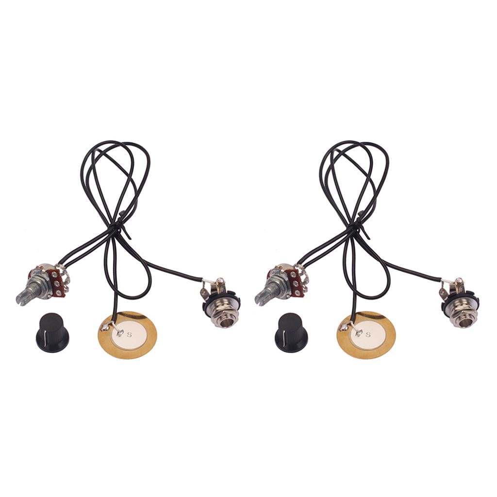 2 Pieces Pickup Set Piezo Pickups with Volume Control for Box Guitar