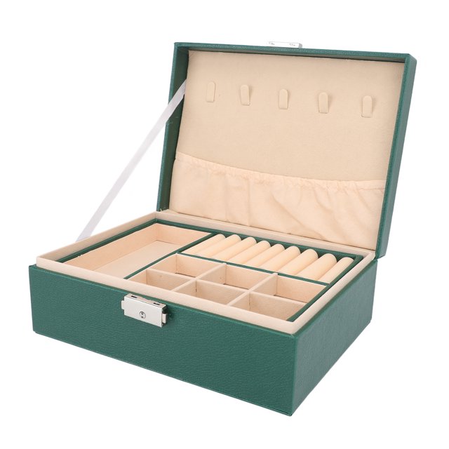 Joyero De Doble Capa, Organizador De Almacenamiento De Cuero PU Suave Para Collar, Pulsera, Pendientes, Con Cerradura