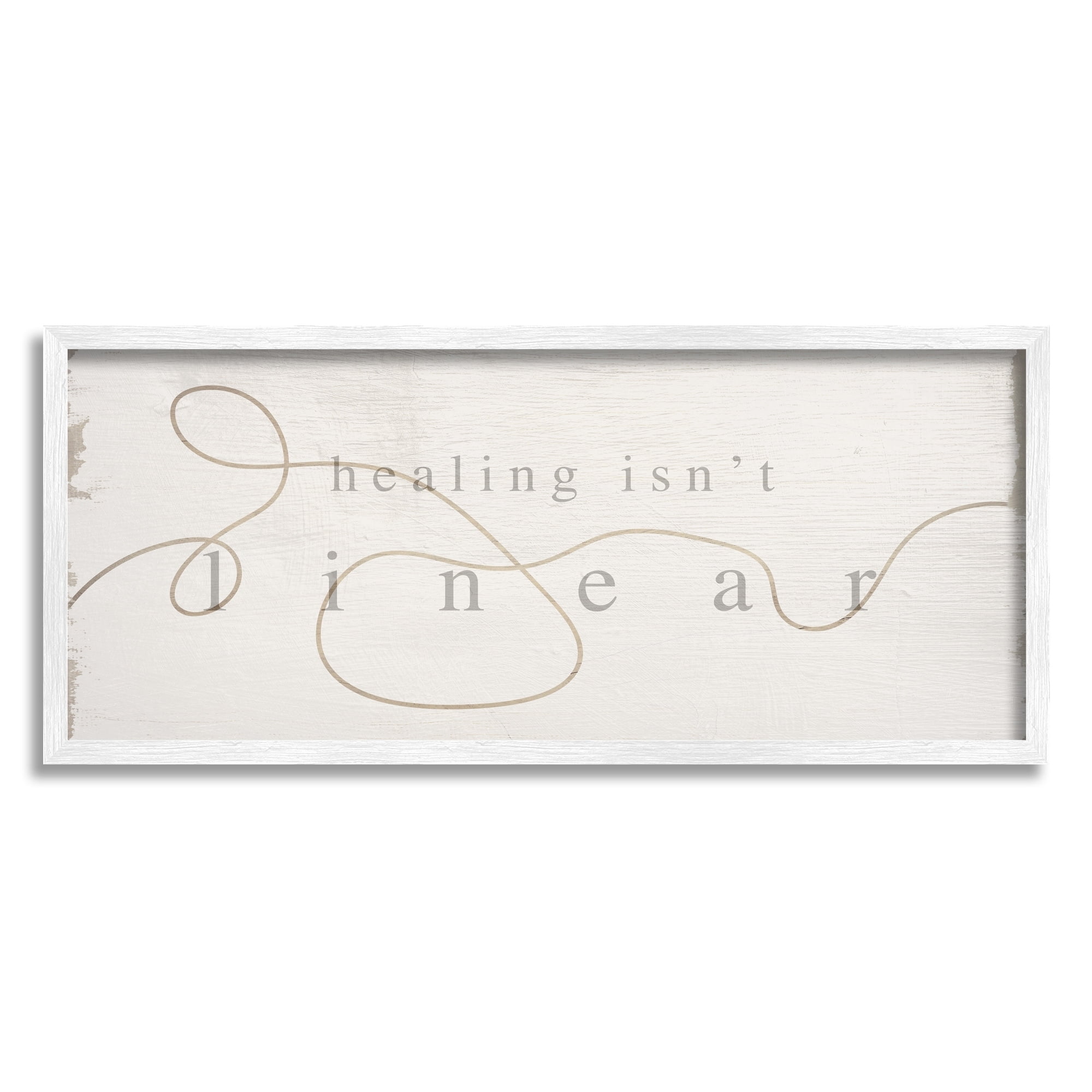 Stupell Industries Healing Isn't Linear Comforting Squiggle Line Phrase Graphic Art White Framed Art Print Wall Art, Design by Daphne Polselli
