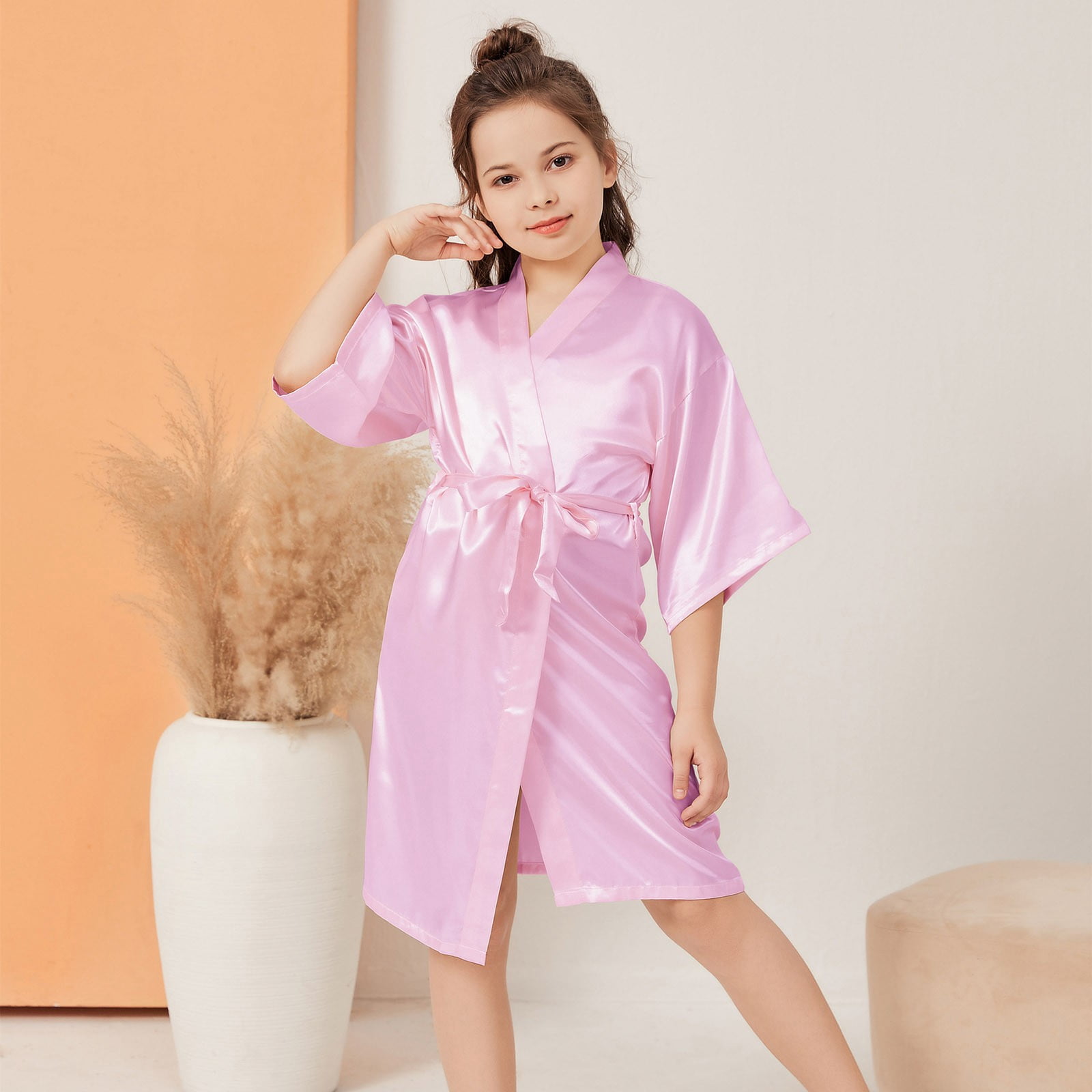Lot De 12 Peignoirs Courts Satin Pour Filles - Style Kimono, Pour Mariage, Anniversaire, Spa - 10
