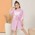 thumbnail image 2 of Povozer Kids Girls Silky Satin Robes Toddler Baby Casual Silky Satin Robe Kid Solid Silk Kimono Robe Children Wedding Birthday Spa Party for D,Light Pink, 2 of 8