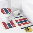 thumbnail image 4 of 4 Pcs Shower Curtain Sets with Non-Slip Rugs Toilet Lid Cover And Bath Mat Stars And Stripes Red White Blue Waterproof Fabric Bath Curtains Independence Labor Day for Bathroom Decor Sets, 4 of 8