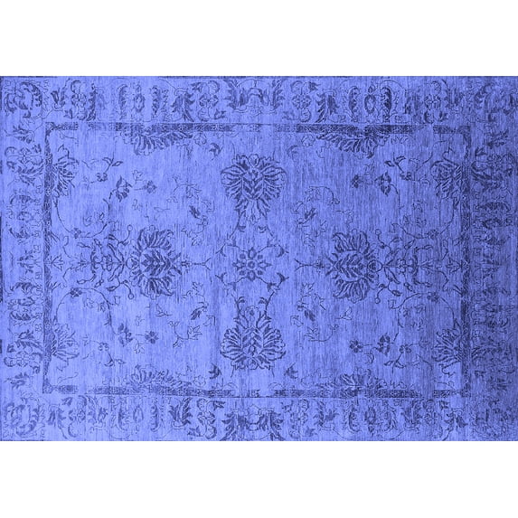 Ahgly Company Indoor Rectangle Oriental Blue Industrial Area Rugs, 7' x 10'