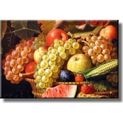 Grapes and Apples Fruit Basket Kitchen Picture on Stretched Canvas, Wall Art Décor, Ready to Hang