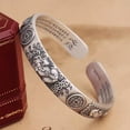 thumbnail image 5 of Retro 999 Silver Feng Shui Bracelet, Tibetan Buddhist Pixiu Bracelet for Men Women, Heart Sutra Mantras Amulet Exorcism Jewelry, Wealth Protection, Ward Off Evil Spirits Bracelet, 5 of 6