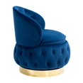 thumbnail image 3 of 360 ° Swivel Cuddle Barrel Accent Chairs with Storage, Round Armchairs with Upholstered & Gold Metal Base, Velvet Fabric Chair for Living Room, Bedroom & Office, Navy, 3 of 7