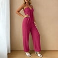 thumbnail image 5 of ClodeEU Women's Spaghetti Strap Jumpsuit, Loose Wide Leg Romper with Pockets for Summer and Vacation Hot Pink,Women's Plus L, 5 of 6