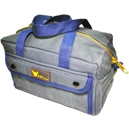 Government Issued Style Mechanics Heavy Duty Tool bag with Brass zipper and side pockets, tool bag for cars, drill, garden and electrician. Navy