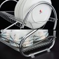 thumbnail image 5 of AUGIENB 2 Tier Dish Rack Drying Rack Sink Rack Dish Drainer Stainless Steel Kitchen Cutlery Holder Storage Rack with Utensil Holder Drain Board Cutting Board Bracket, Silver, 5 of 5