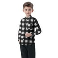 thumbnail image 5 of ZACPNCV Boys Girls Long Sleeve Plaid Button Up Shirt Kids Casual Button Down Shirts Tops with Pockets Black 2-3 Years, 5 of 8