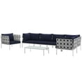thumbnail image 3 of Modern Contemporary Urban Design Outdoor Patio Balcony Seven PCS Sectional Sofa Set, Navy Blue White, Rattan, 3 of 8