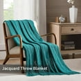 thumbnail image 2 of Navy Throw Blanket Textured Solid Soft Sofa Couch Decorative Knitted Blanket, 50" x 60" Navy, 2 of 5