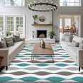 thumbnail image 3 of Cyan Turquoise Grey Large Area Rugs 5x8 ft Medieval Print Waves Geometric Washable Rug Non Slip Indoor Carpet Absorbent Floor Mat for Living Room Bedroom Dining Room, 3 of 9