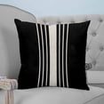 thumbnail image 4 of 20x20 Pillow Covers Set of 2, Black Beige Striped Throw Pillow Covers Decorative Couch Cushion Case, Modern Farmhouse Retro Lines Microfiber Square Pillowcases for Bedroom Car Living Room, 4 of 7