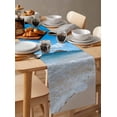 thumbnail image 6 of ERUNPONLY Beach Table Runner - 90 Inch Long Summer Ocean Blue Sky Sand Waves Modern Style Cotton and Linen Blended Dress Scarves Farmhouse Table Runner for Kitchen Dining, Coffee Table, 13" x 90", 6 of 8