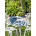 thumbnail image 3 of Outdoor Tablecloth with Umbrella Hole for Patio/Picnic/Party/Camping, Tropical Botanical Waterproof Table Cloth Round Cover Washable, Pastoral Leaves Floral Blue Stripes (Dia 54"), 3 of 9