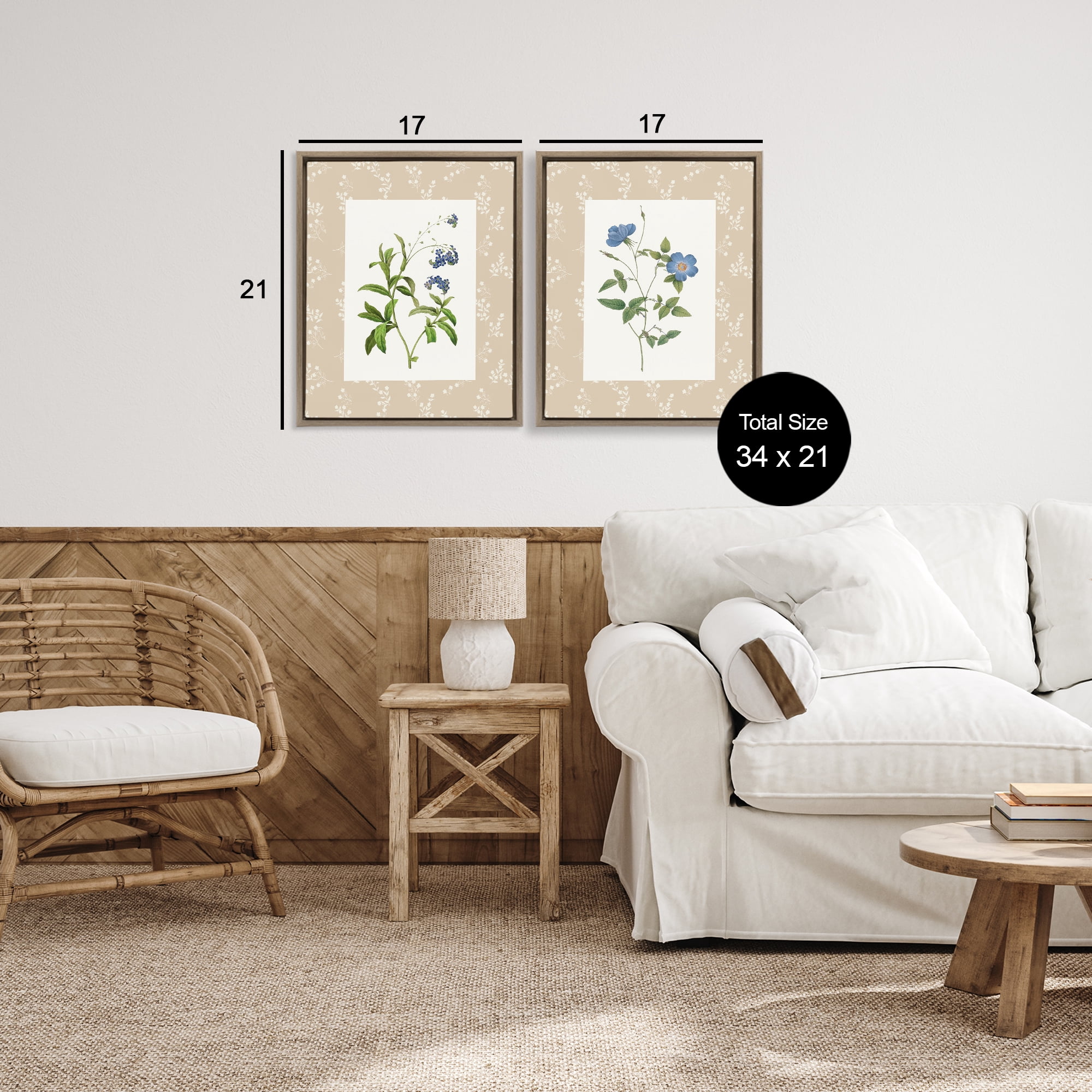 Stupell Industries Herbs on Beige Botanicals 2 Piece Brown Framed Floater Canvas Set, design by Val Rhodes
