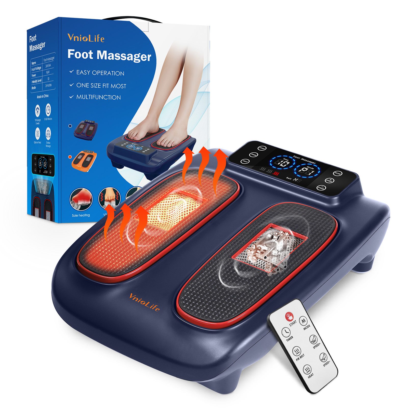 Electric Foot Massager with Heat for Neuropathy Plantar Fasciitis Pain FSA HSA Eligible Vibration Shiatsu Heated Foot Massager Pain Circulation Feet Massager for Pain Relief Improve Muscle Relaxation