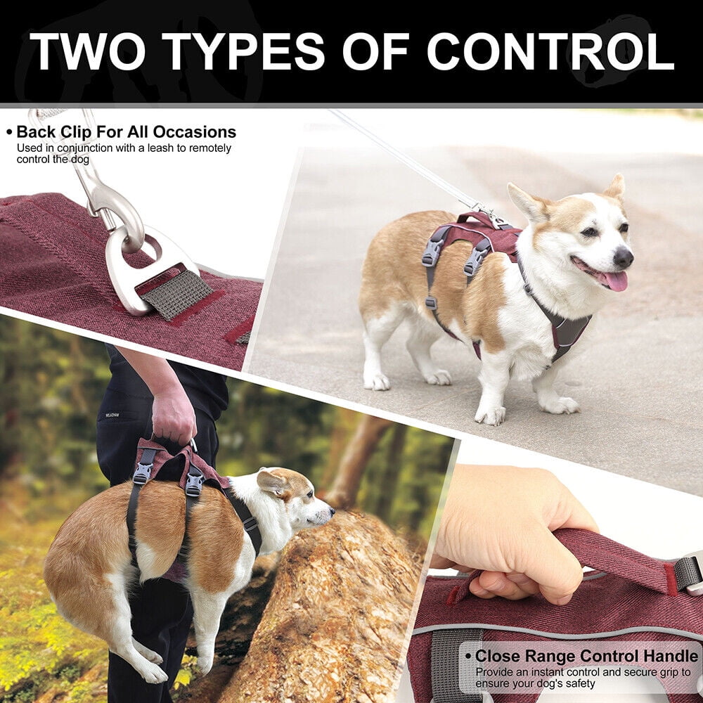 Beirui No Pull Nylon Dog Harness Reflective Adjustable Strong Training Vest with Handle