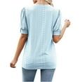 thumbnail image 5 of Dyegold Summer Tops for Women 2023 Trendy, Women Puff Sleeve Tops Dressy Casual Solid Color Crochet T-Shirts 2023 Summer V-Neck Blouses Casual Flowy ​Tunics, 5 of 5