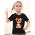 thumbnail image 1 of 100% Cotton Girls Cute Baby Tiger Crew Neck Short Sleeve T-shirt For Summer Christmas Gift, 1 of 3