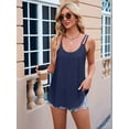 thumbnail image 6 of Womens Solid Color Round Neck Sleeveless Tank Top Basic Layering Undershirt Casual Navy Blue S, 6 of 9