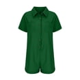 thumbnail image 4 of ShomPort Jumpsuits for Women Cotton Linen Button down Collared Loose Overalls Short Sleeve Wide Leg One Piece Rompers (Large, Green), 4 of 6