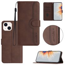 Wallet Case for iPhone 14, with Card Slots [RFID Blocking],Durable Flip Folio Kickstand Magnetic Closure Leather Wallet Wrist Strap Women Men Case For iPhone 14, Brown