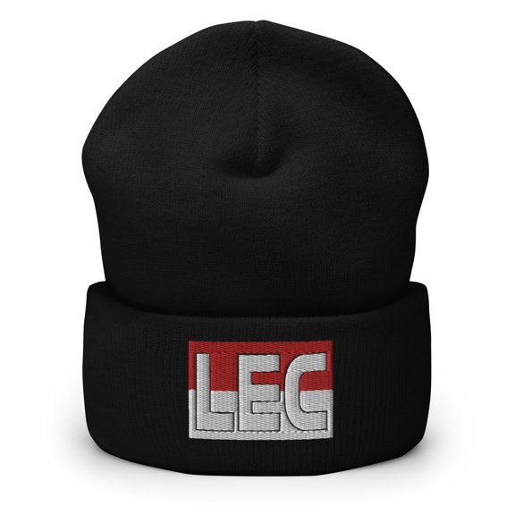 Charles Leclerc Monaco Flag F1 Embroidered Cuffed Beanie Color: Black