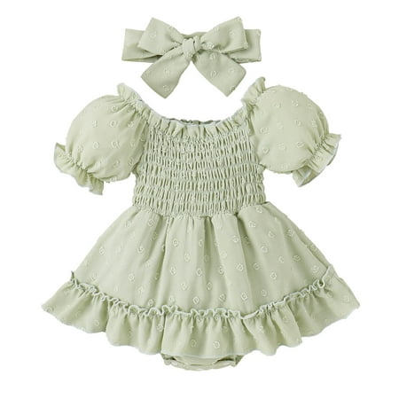 

Pimfylm Bodysuits Baby-girls Short-sleeve Onesies Bodysuits Summer Green 12-18 Months